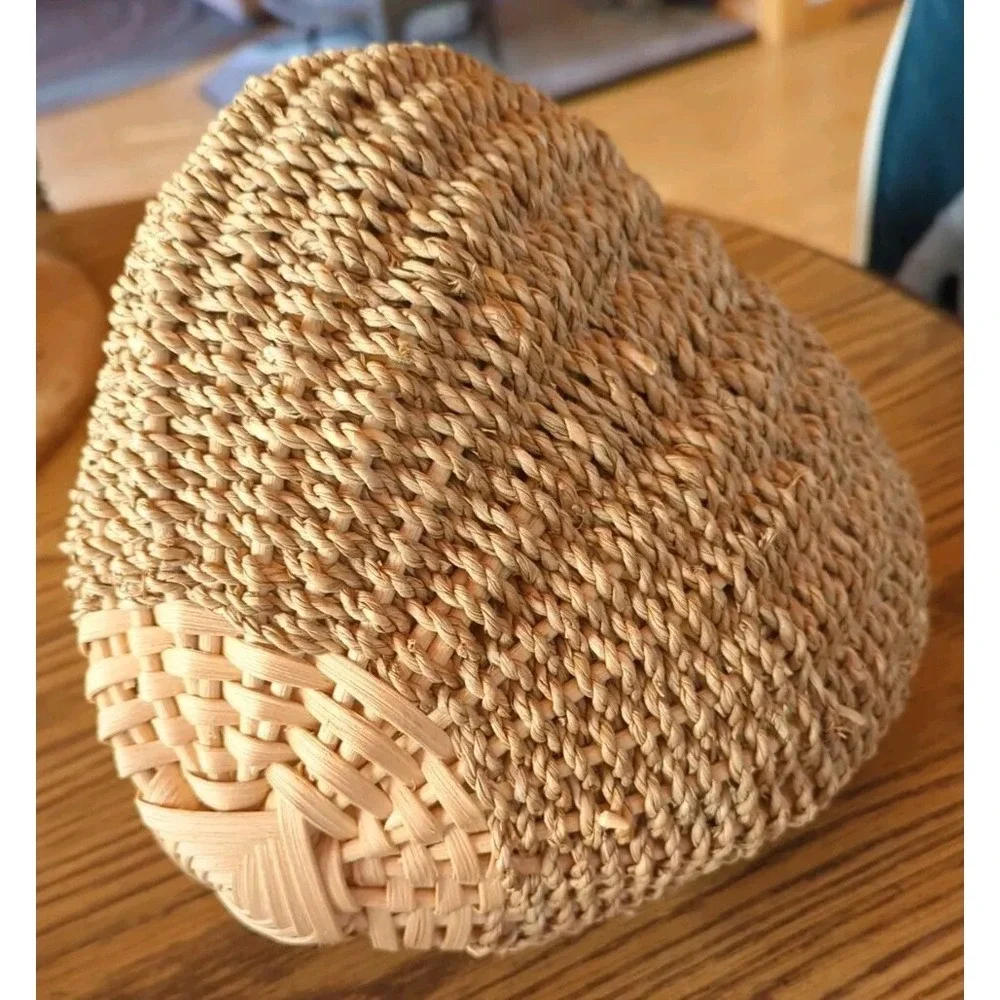 Vintage Buttocks Primitive Gathering Basket Handmade Woven
